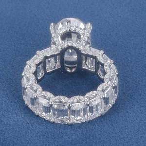 Wholesale Sterling Silver Rhodium Plated Moissanite Oval Cut Engagement <b>Ring</b> <b>Women</b> 2 CT Prong <b>Set</b> Trendy Style Engagement - Product Image 4