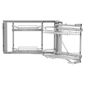 Organizzatore Estraibile per Angoli Ciechi da 18 Pollici, a 2 Livelli e 4 Ripiani, per Armadietti da Cucina, in Acciaio al Carbonio Cromato, per la Conservazione di Spezie - Product Image 1