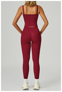 Conjunto de Yoga para Mujer 2026, Dos Piezas, Secado Rápido, Ecológico, Color Sólido, Tallas Grandes, Spandex/Nailon, Ropa Deportiva Elástica, Cintura Elástica - Product Image 4