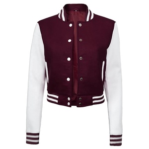 Chaqueta Varsity de Mujer, Informal, Holgada, con Estampado de Letras, de Alta Calidad, con Logotipo Personalizado al por Mayor, de Invierno, con Exterior de Cuero Genuino - Product Image 1