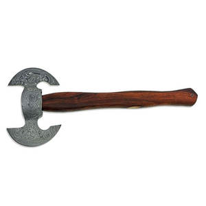 Hache à double tête, outil en acier à motif artisanal traditionnel, avec manche en bois équilibré, pour usage extérieur - Product Image 4