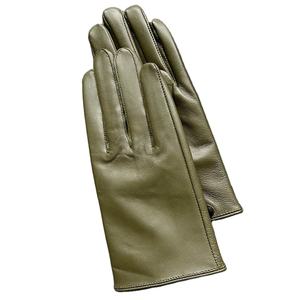 Gants en cuir véritable pour homme, élégants, verts, chauds, en peau de mouton, pour l'hiver, fermeture à pression au poignet - Product Image 1