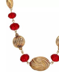 Collana con Perline di Vetro Rosse e Dettagli Dorati |   2028 - Product Image 2
