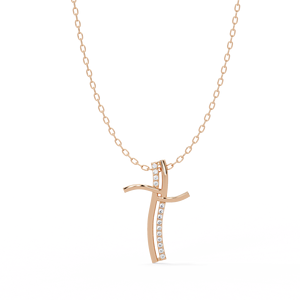 Collar con Colgante de Cruz de Plata 925 con Diamantes de Laboratorio, Acabado en Oro, Joyería Religiosa Elegante, Venta al por Mayor, OEM, ODM, India - Product Image 2