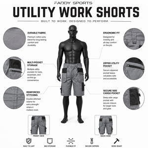 Heavy Duty <b>Men</b> Cargo <b>Work</b> Shorts with Multi Pockets Breathable Durable Industrial Construction Workwear Summer Uniform - Product Image 6