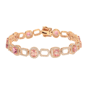 Bracelet tennis en morganite plaqué or rose, géométrique, classique, pour femme, bijoux de mariage - Product Image 1