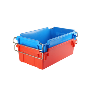 Eco-Friendly <b>Stackable</b> Rectangular Plastic Storage Bin Metal Handle Red Blue PP Material 4mm Thickness Agricultural Use Folin - Product Image 1