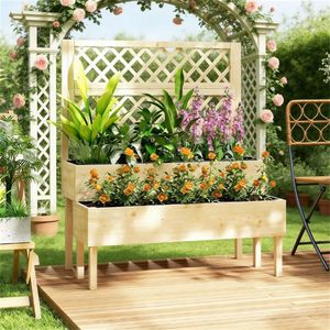 Jardinera Elevada Natural para Jardín, Caja de Plantación, Cercas, Enrejados y Puertas para Exteriores - Product Image 1