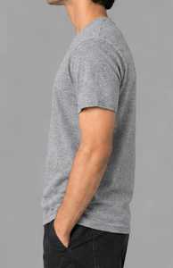 T-shirt à manches longues col en V gris pour homme STELLAR, coupe classique, uni, décontracté, respirant, en polyester/coton tricoté - Product Image 3