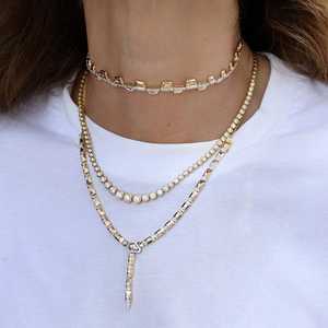 สร้อยคอโชคเกอร์ ทองคำแท้ 14k 18k ประดับเพชรทรงกลมเพาะเลี้ยงแบบฝังเพชรเต็มวง  แบบโซลิแทร์ สำหรับเจ้าสาว งานแต่งงาน เครื่องประดับหรูหรา ผลิตโดยผู้ผลิตเครื่องประดับ - Product Image 4