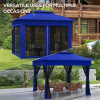Tonnelle escamotable bleue 11 x 11 avec protection UV, pour événements extérieurs, patio, jardin, avec filet zippé et sac de transport