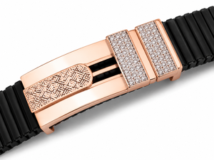 Bracelet extensible en or massif 18 carats avec accent en céramique noire et diamant, finition polie, bijoux de luxe modernes pour homme, cadeau de mariage ou de fête - Product Image 2