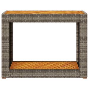 Gris 39,4 "x 15,7" x 29,5 "Poly Rattan Patio Mesa auxiliar con la parte superior de madera Mesas al aire libre - Product Image 6