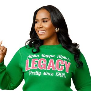 Green AKA <b>Ivy</b> Chenille Sweatshirt Pullover Crew Neck Long Sleeve Top Soft Fleece Women Casual Fashion Sorority Apparel Stylish - Product Image 4