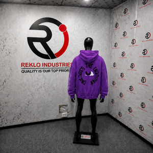 Sudadera con capucha morada con cremallera, estilo urbano, corte regular, diseño estampado, logo 44 frontal, para otoño, oversize, de forro polar, en oferta - Product Image 4