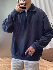 <b>Men's</b> Knitted Sweater Half-Zip Pullover Turn-Down Collar Long Sleeve Solid Color <b>Cardigan</b> Winter Wear - Product Image 4