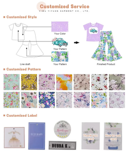 Toddler Girls 2 Pcs Short Sleeve Shirt with Ruffle <b>Bell</b> Pants Clothing Set Summer Kids Children Outfits Boutique Kids Clothes - Product Image 5