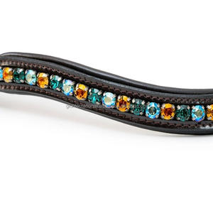 Bande de front de qualité supérieure avec cuir véritable et strass en cristaux naturels bande de front de bride sur mesure équipement de cheval - Product Image 2