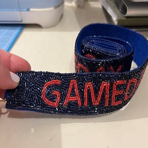 Correa de Bolso Elegante Hecha a Mano con Cuentas de Vidrio de Algodón Azul Rey y Naranja, Accesorio de Bolso con Personalización, Perfecto para el Día del Juego - Product Image 4