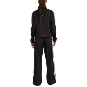 Conjunto Deportivo de Dos Piezas para Mujer con Cremallera Completa, Cuello Alto, Top de Manga Larga con Rayas en Contraste y Pantalones de Pierna Ancha con Cintura Elástica - Product Image 2