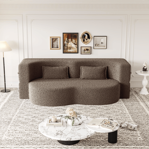 "<b>Convertible</b> Modern <b>Sofa</b> <b>Bed</b> with 2 Pillows & Full Size 15" Folding Mattress for Teddy Fabric & Foam Filled" - Product Image 1