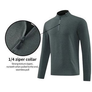 Sweat Wicking Polyester Terry Spandex <b>Running</b> Pullovers Custom Logo Print Quarter Zip Shirts Muscle Fit Gym Wear 1/4 Zip <b>Jacket</b> - Product Image 2