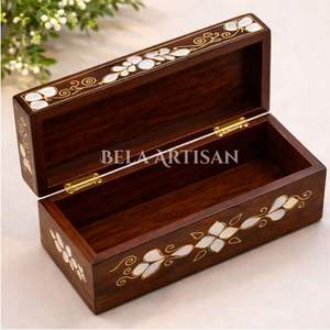 Bela Artisan Mother of Pearl Inlay Wooden Jewelry <b>Box</b> Handmade Decorative Storage Gift <b>Box</b> Luxury <b>Keepsake</b> <b>Box</b> 0-1L Capacity - Product Image 3