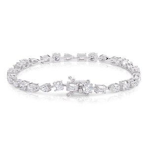 Pulsera de tenis de lujo para mujer con diamantes cultivados en laboratorio de formas mixtas, certificados IGI, chapados en rodio y oro de 14K, ideal para compromiso, fiestas y bodas. - Product Image 3