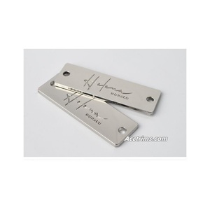 Custom Fashion Logo Charm Making Accessories Hardware Metal Embossed <b>Name</b> Plate - Product Image 1