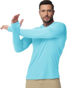 Chemises de pêche personnalisées en gros pour hommes, chemises de performance à manches longues, séchage rapide, protection UV, avec capuche et masque - Product Image 3
