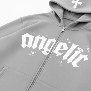 Custom Men's Zipper Hoodie Sweatshirt Front Printed Logo Cotton Oversized Loose Fit Casual Streetwear <b>Jacket</b> - Product Image 3