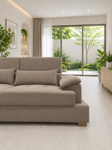 Sofá Seccional Moderno de Tela Montecarlo en Forma de L, Tapizado con Mechones, para Sala de Estar, Hotel, Villa u Oficina, Ajustable - Product Image 3