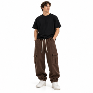 Pantalon cargo jogger pour garçons, coupe ample, taille élastique mi-haute, multi-poches, style streetwear, personnalisable OEM, marque privée, teinture unie - Product Image 6