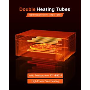 Forno Elettrico Commerciale per Pizza da 18 Pollici, 1740W, Forno da Banco Grande con Temperatura Massima di 450°C per Topping Pizza - Product Image 3