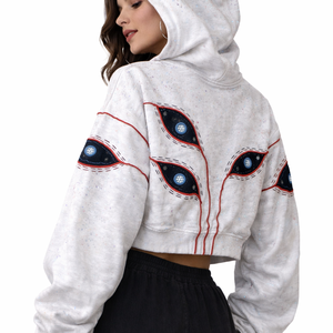 Sudadera con capucha para mujer, bordada con gráfico de ojo, de algodón suave y felpa, oversize, estilo Y2K, streetwear, pullover, ecológica, con MOQ bajo - Product Image 2
