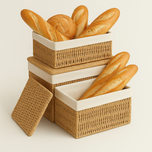 Cesta Tejida Rectangular Artesanal para Almacenamiento Funcional - Product Image 1