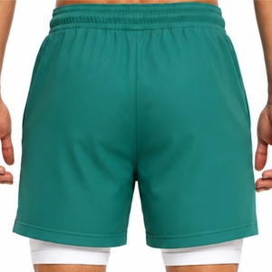 Pantalones cortos de doble capa para hombre, estilo atlético moderno, cintura elástica, secado rápido, cordón elástico en la cintura, pantalones cortos informales de estilo atlético - Product Image 5