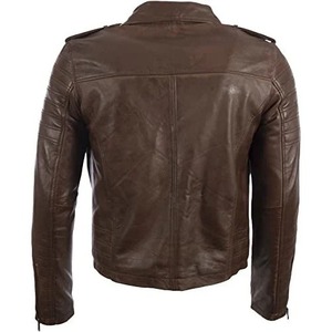เสื้อแจ็คเก็ตหนังแฟชั่นทรงไบค์เกอร์แบบซิปไม่สมมาตรสำหรับผู้ชาย - Product Image 2