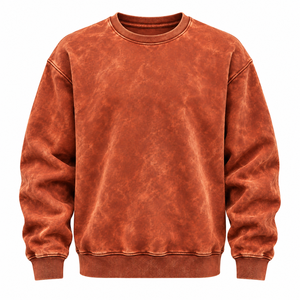 Sweat-shirts pour hommes en coton 100% 380 g/m², coupe oversize à épaules tombantes, col rond, couleur unie, épais, avec appliqué hivernal - Product Image 1