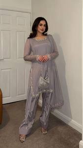 <b>Presenting</b> New Designer Collection In Faux Georgette With Embroidery Work Top-Bottom And Dupatta Set Fully Stitched Ready To Wea - Product Image 3
