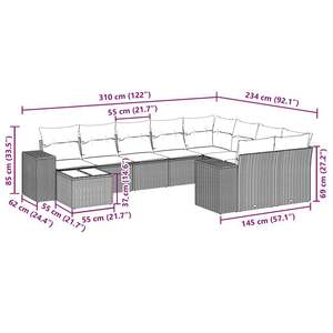 Conjunto de Sofás de Jardín en Negro y Blanco Crema - Product Image 3