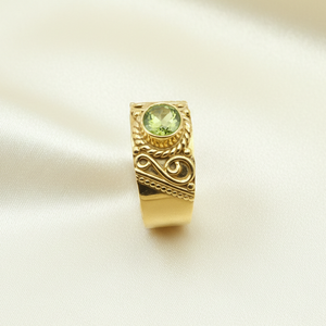 925 Sterling Silver <b>Peridot</b> <b>Ring</b> Vintage Filigree Floral Design Rose Gold Yellow Gold Plated Handmade Boho Statement Jewelry - Product Image 4