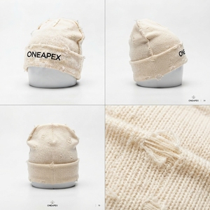 Gorro de punto cremoso para hombre, gorro de invierno con dobladillo, gorro unisex estilo streetwear, gorro tipo calavera, accesorio de moda al por mayor con logotipo personalizado - Product Image 4