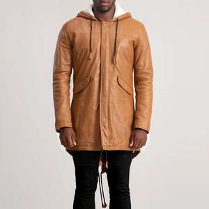 Manteau long en cuir élégant de qualité supérieure, léger, chaud pour l'hiver, fabriqué pour homme - Product Image 4