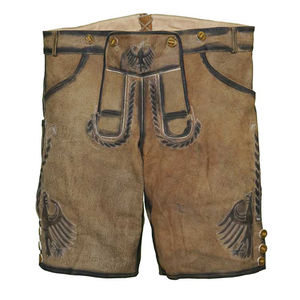 Shorts en cuir véritable pour homme, style bavarois allemand, en daim de vache, style hip-hop. - Product Image 3