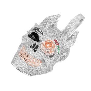 Colgante de Esqueleto Temático de Plata 925 Bañado en Oro Rosa con Moissanita, Estilo Hiphop Iced, Unisex, para Joyería Certificada, Corte Brillante - Product Image 3