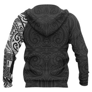Sweat à capuche polynésien pour homme, personnalisé, à faible MOQ, imprimé 3D par sublimation, manches longues, streetwear, 100 % coton molletonné - Product Image 3