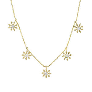 สร้อยคอเพชรแท้ ทองคำแท้ 18K ประดับเพชรลายดอกไม้ เครื่องประดับชั้นดีสำหรับเทศกาลและของขวัญ - Product Image 1