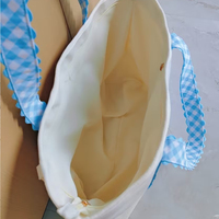 Sac fourre-tout en toile personnalisé pour femme avec fermeture éclair, motif Gingham, idéal pour l'été et la plage, vente en gros