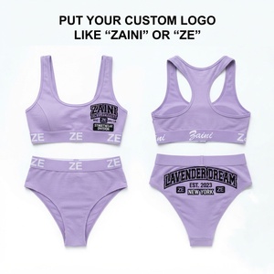 Conjunto de Bikini Premium de Poliéster 240 GSM, Lavanda, Tejido Acanalado, Ajuste Elástico, Bordado Personalizado, Logotipo con Impresión Digital, Cintura Alta, Escote Pronunciado - Product Image 1